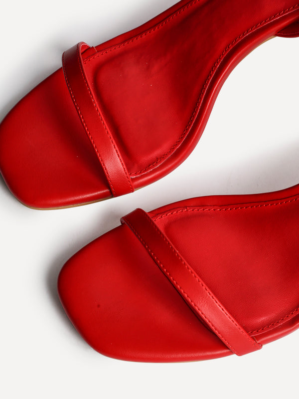 Linzi Red Faux Leather Barely There Stiletto Heeled Sandals
