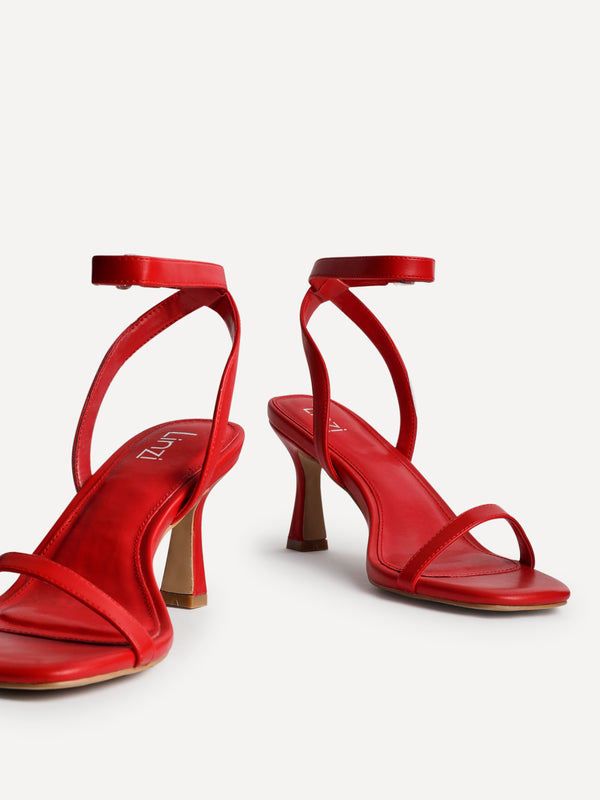 Linzi Red Faux Leather Barely There Stiletto Heeled Sandals