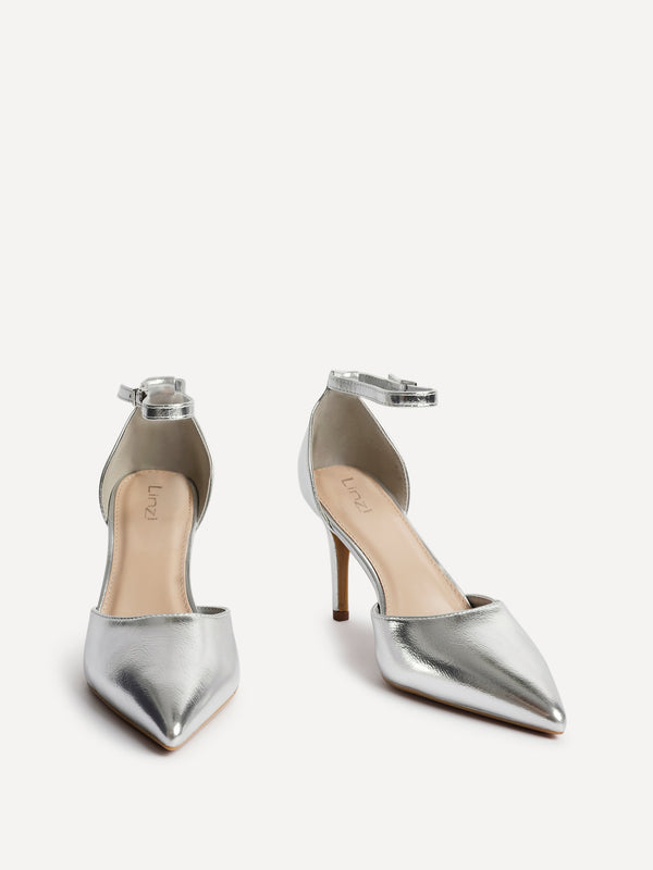 Linzi Silver Faux Leather Classic Stiletto Court Heel