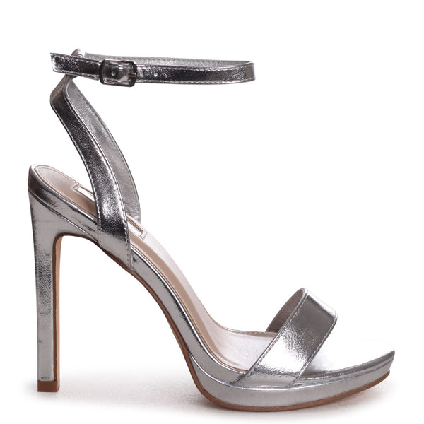 Linzi Silver Open Back Barely There Stiletto Sandal