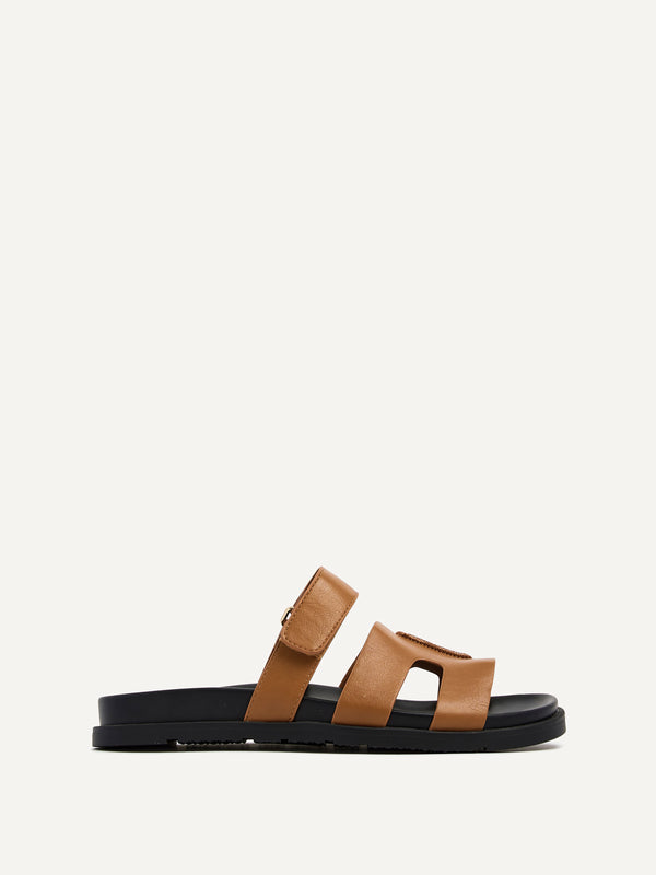Linzi Tan Faux Leather Footbed Linked Design Sandal