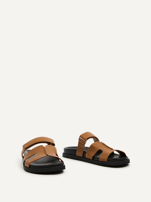 Linzi Tan Faux Leather Footbed Linked Design Sandal