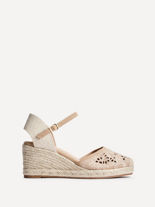 Linzi Taupe Closed-Toe Wedge With Cut-Out Detailing
