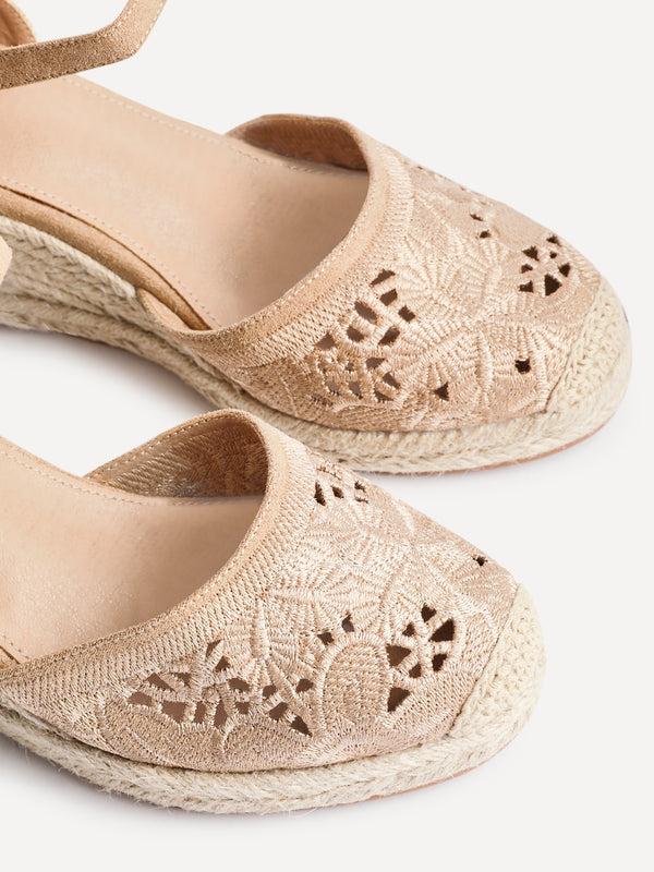 Linzi Taupe Closed-Toe Wedge With Cut-Out Detailing