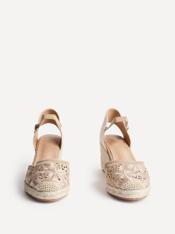 Linzi Taupe Closed-Toe Wedge With Cut-Out Detailing