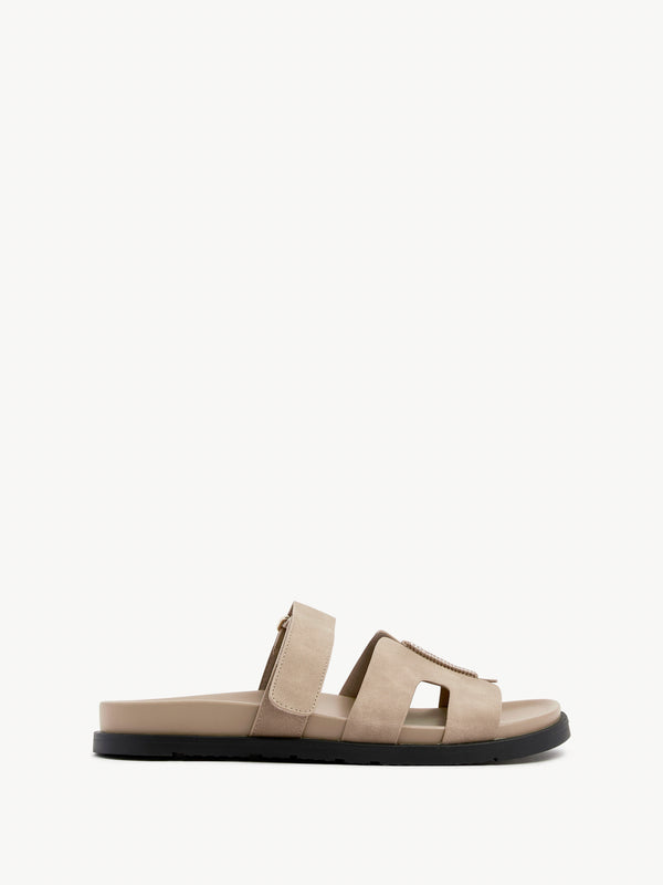 Linzi Taupe Faux Nubuck Footbed Linked Design Sandal
