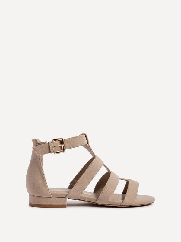 Linzi Taupe Faux Suede Closed Back Gladiator Sandals