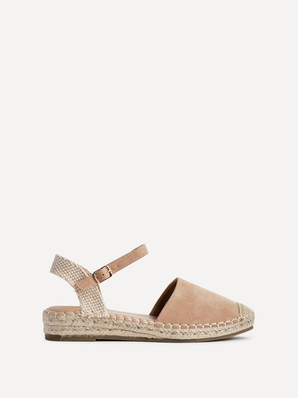 Linzi Taupe Suede Closed Toe Espadrille Flatform Sandal