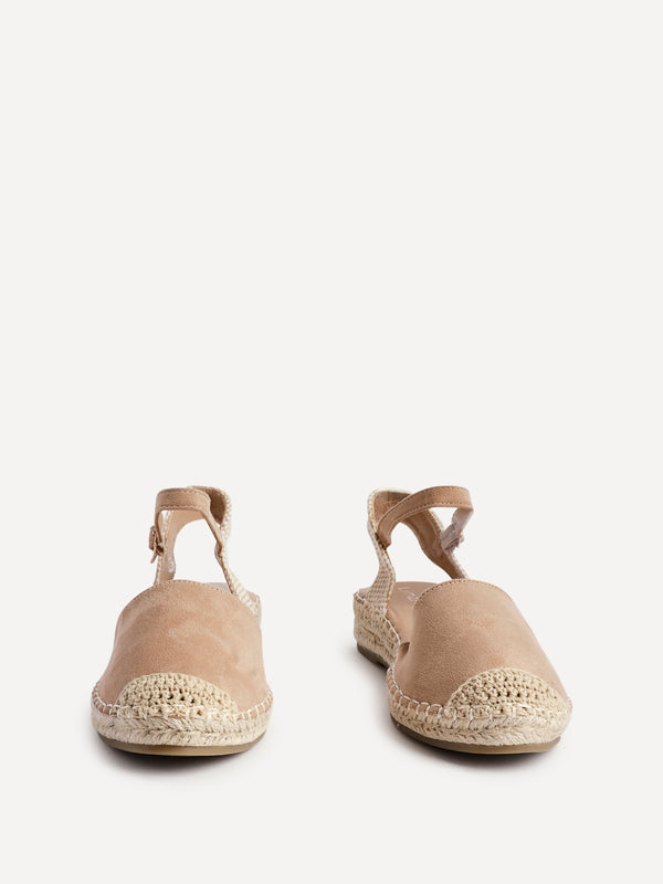 Linzi Taupe Suede Closed Toe Espadrille Flatform Sandal