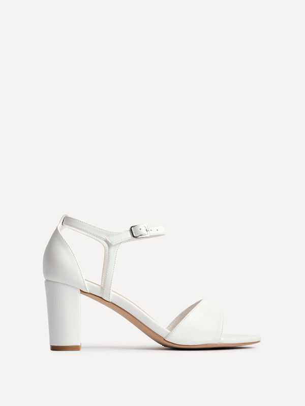 Linzi White Faux Leather Closed Back Block Heel Sandal