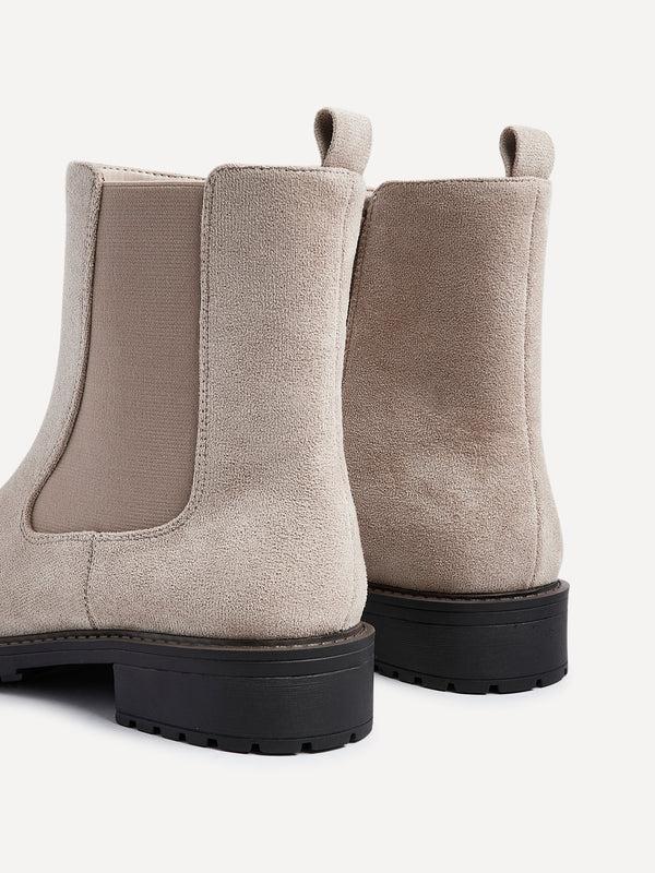 Linzi Wide Fit Beige Faux Suede Classic Chelsea Boot