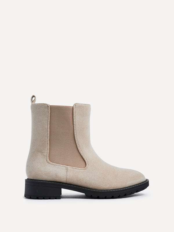 linzi Wide Fit Beige Faux Suede Classic Chelsea Boot