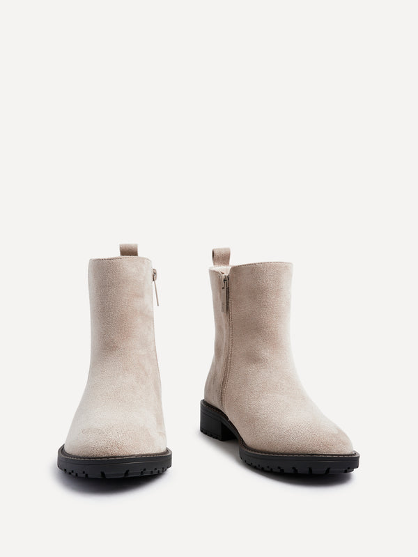 Linzi Wide Fit Beige Faux Suede Classic Chelsea Boot