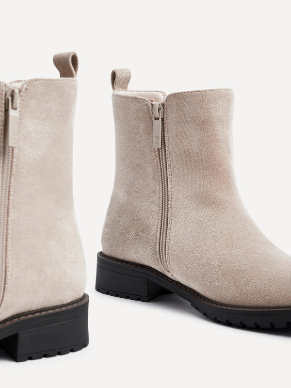 Linzi Wide Fit Beige Faux Suede Classic Chelsea Boot