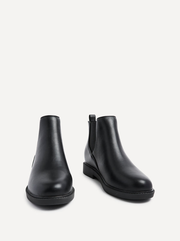 Linzi Wide Fit Black Faux Leather Classic Chelsea Boot