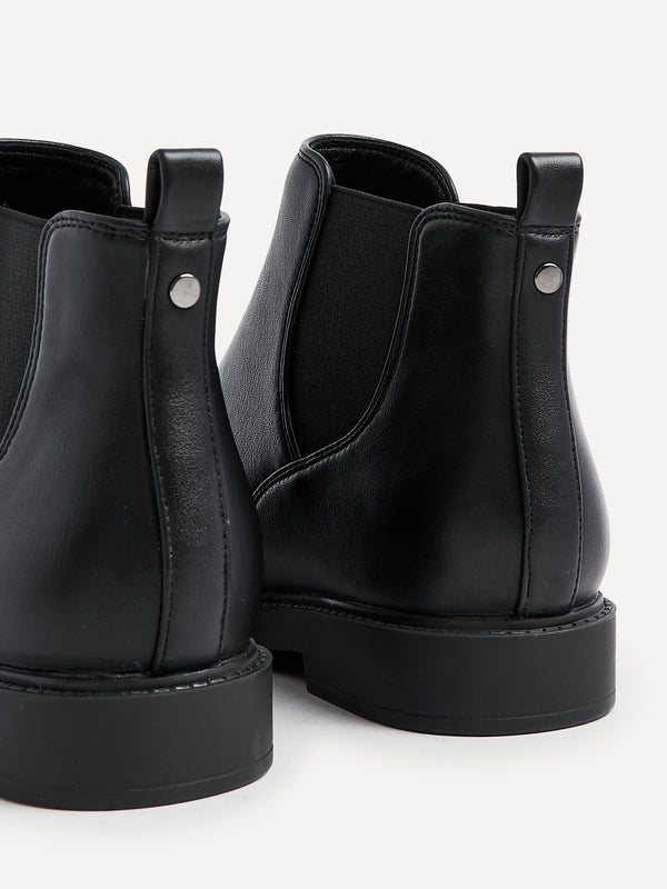 Linzi Wide Fit Black Faux Leather Classic Chelsea Boot