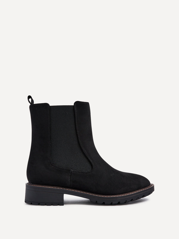 Linzi Wide Fit Black Faux Suede Classic Chelsea Boot