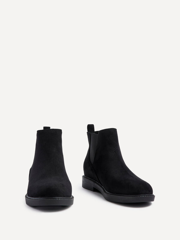 Linzi Wide Fit Black Faux Suede Classic Chelsea Boot