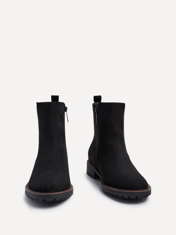 Linzi Wide Fit Black Faux Suede Classic Chelsea Boot