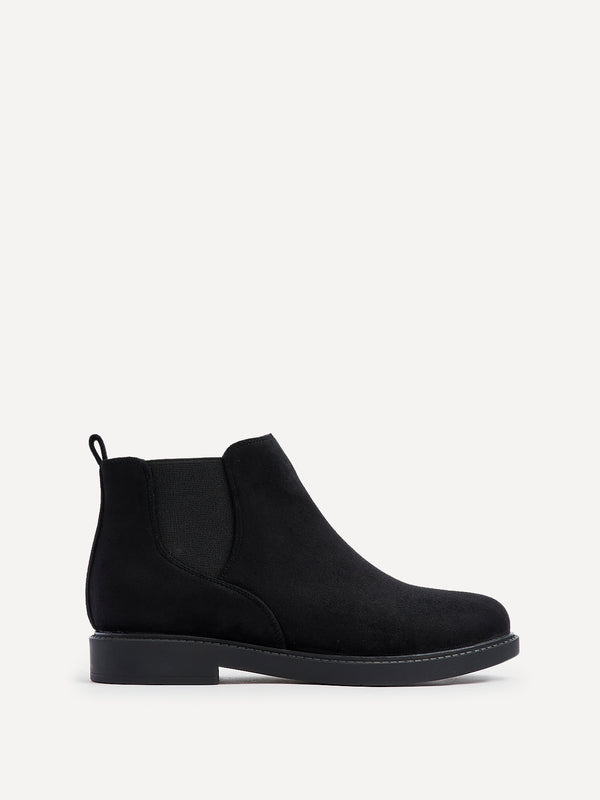 Linzi Wide Fit Black Faux Suede Classic Chelsea Boot