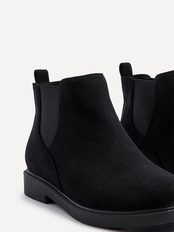 Linzi Wide Fit Black Faux Suede Classic Chelsea Boot