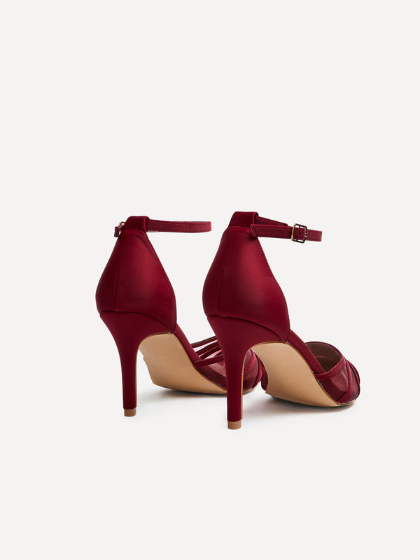 Linzi Wide Fit Burgundy Scuba Mesh Stiletto Court Heel