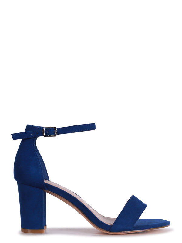 Linzi Wide Fit Cobalt Blue Faux Suede Closed Back Block Heel