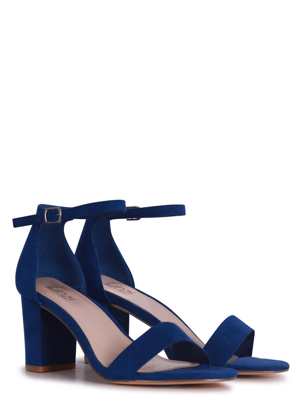 Linzi Wide Fit Cobalt Blue Faux Suede Closed Back Block Heel