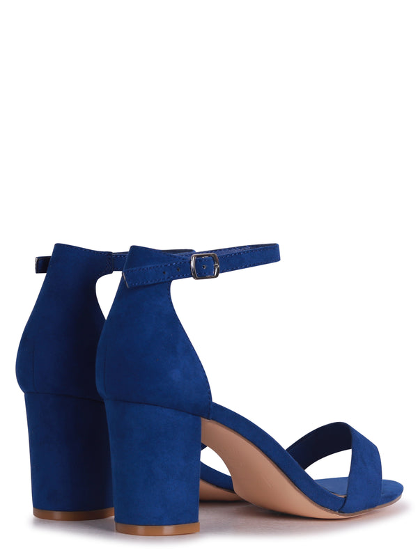 Linzi Wide Fit Cobalt Blue Faux Suede Closed Back Block Heel
