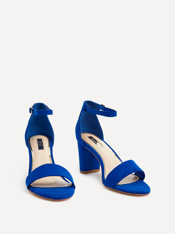 Linzi Wide Fit Cobalt Blue Faux Suede Closed Back Block Heel