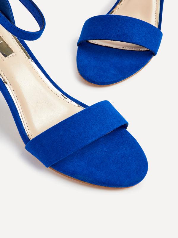 Linzi Wide Fit Cobalt Blue Faux Suede Closed Back Block Heel