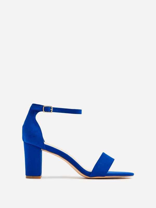 linzi Wide Fit Cobalt Blue Faux Suede Closed Back Block Heel