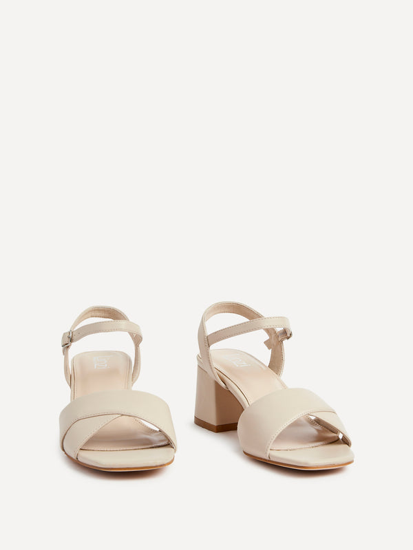 Linzi Wide Fit Nude Faux Leather Block Heeled Sandals