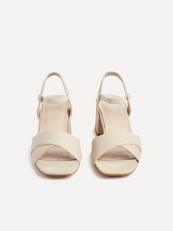 Linzi Wide Fit Nude Faux Leather Block Heeled Sandals