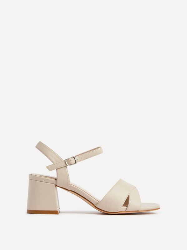 linzi Wide Fit Nude Faux Leather Block Heeled Sandals