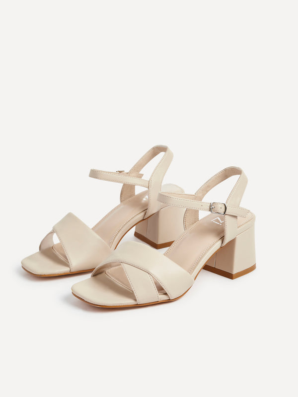 Linzi Wide Fit Nude Faux Leather Block Heeled Sandals