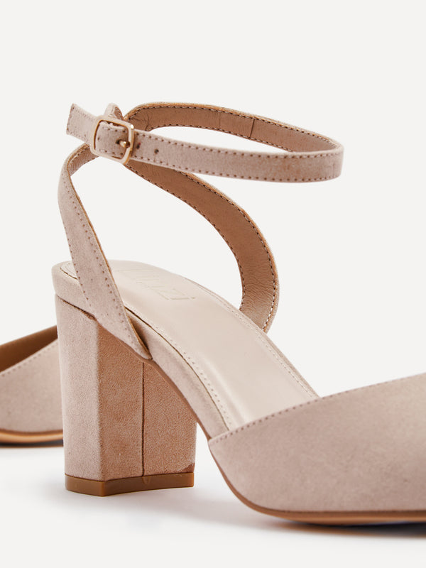 Linzi Wide Fit Nude Faux Suede Classic Pointed Toe Court Heel