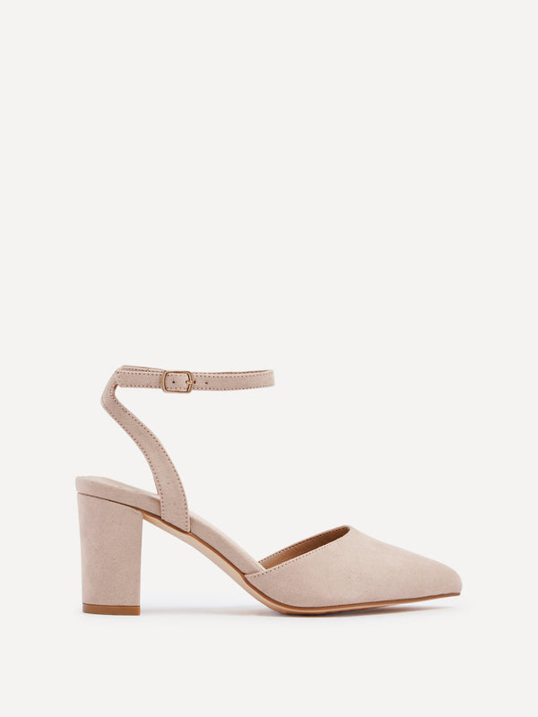 linzi Wide Fit Nude Faux Suede Classic Pointed Toe Court Heel