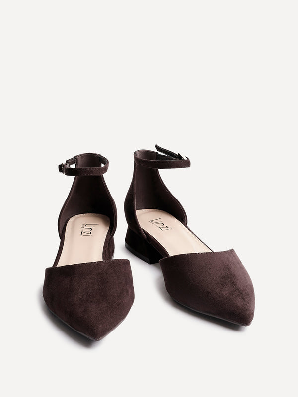 Linzi Wide Fit Nude Faux Suede Low Block Court Heel