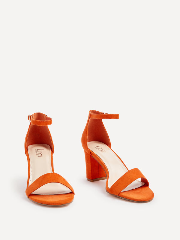 Linzi Wide Fit Orange Faux Suede Closed Back Block Heel