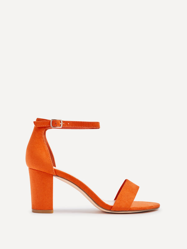 linzi Wide Fit Orange Faux Suede Closed Back Block Heel