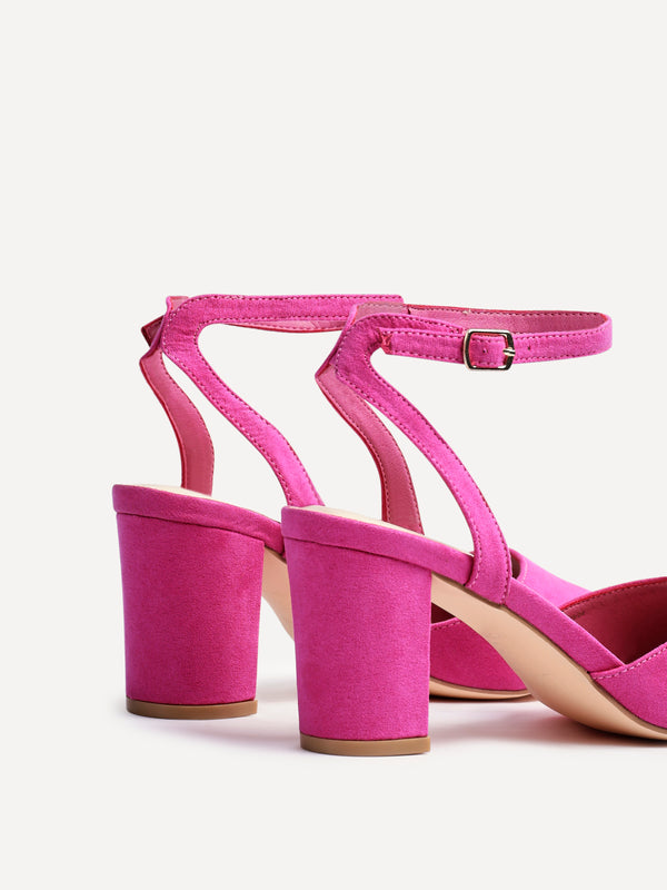 Linzi Wide Fit Pink Faux Suede Classic Pointed Toe Court Heel