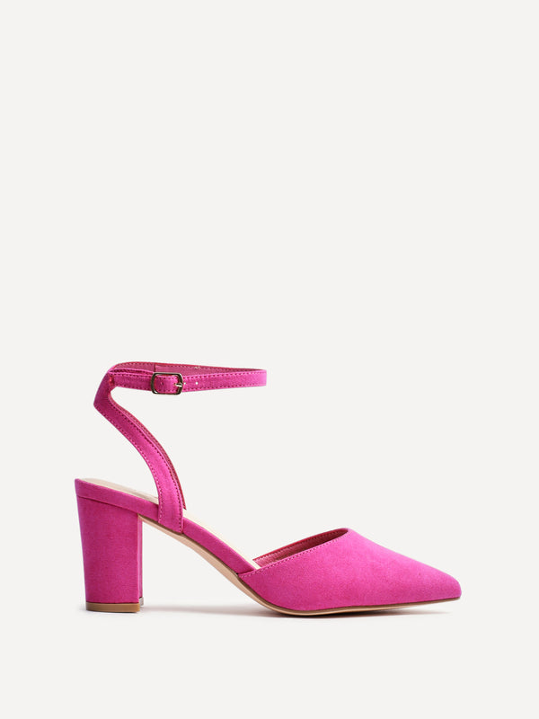 linzi Wide Fit Pink Faux Suede Classic Pointed Toe Court Heel