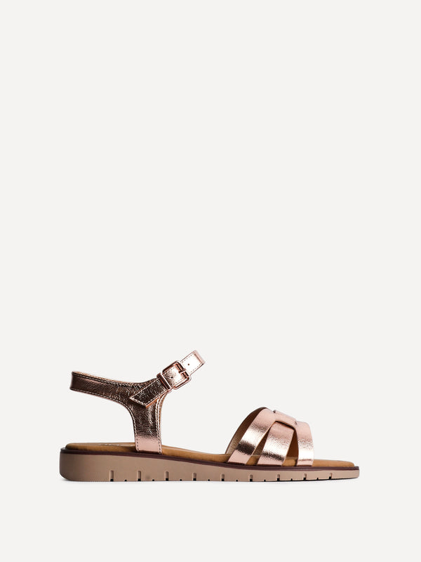 Linzi Wide Fit Rose Gold Faux Leather Two Part Sandal