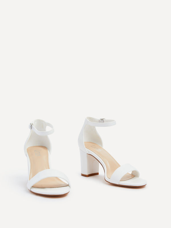 Linzi Wide Fit White Faux Leather Closed Back Block Heel