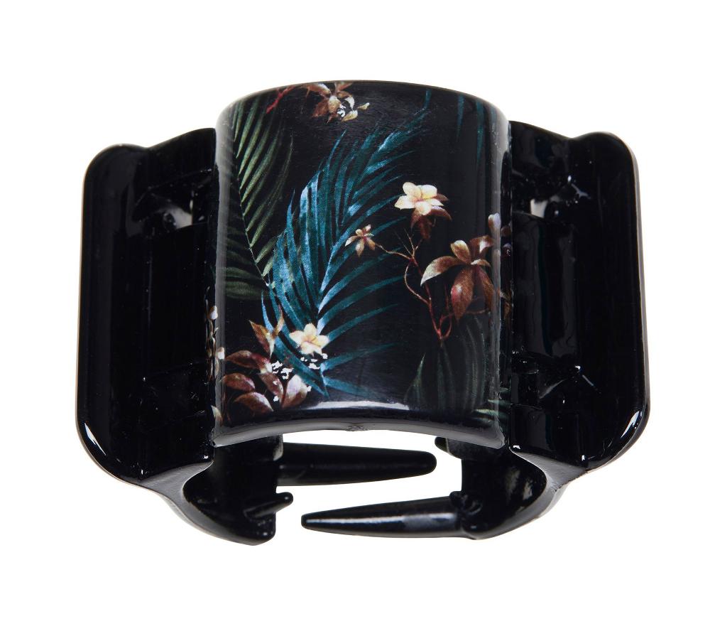 linziclip Jungle Leaves with Black Solid Wings