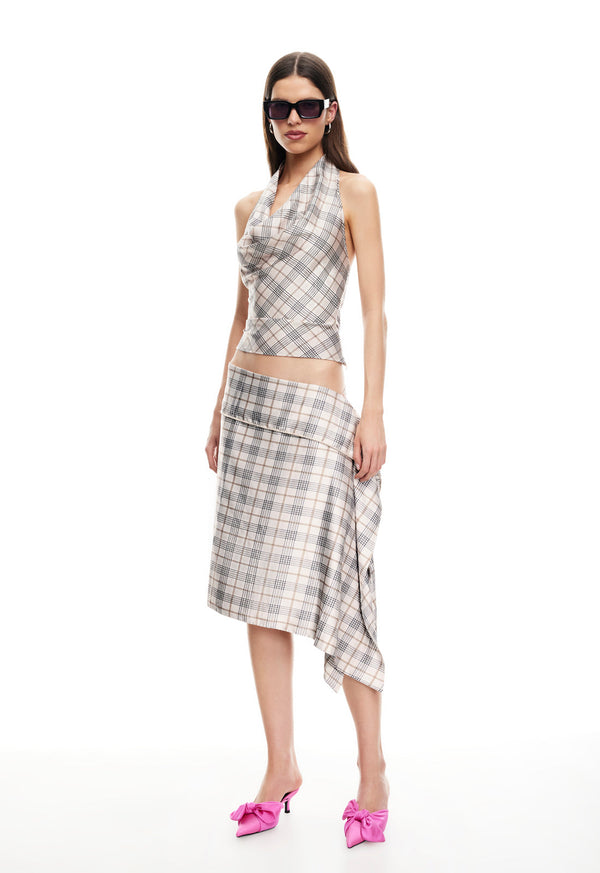 lioness ALLURE MIDI SKIRT BEIGE PLAID