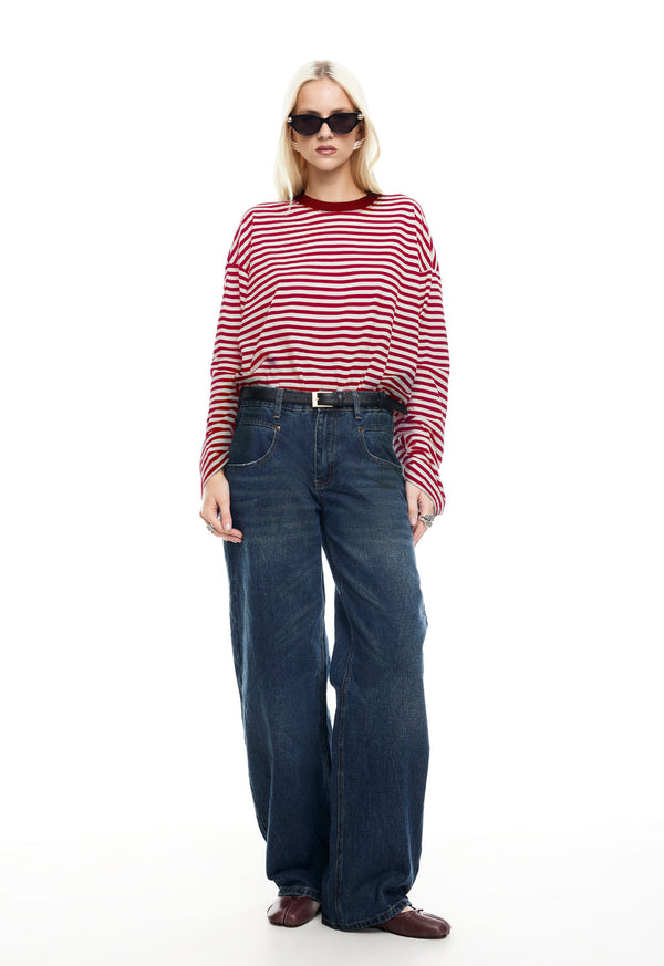 Lioness BLOOM LONG SLEEVE WINE STRIPE