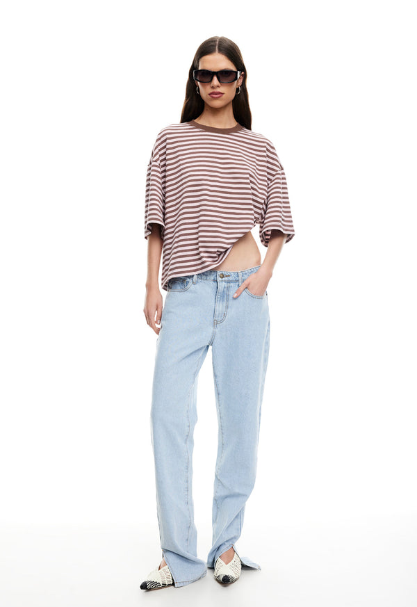 Lioness BLOOM SHORT SLEEVE CHOCOLATE BLUSH STRIPE