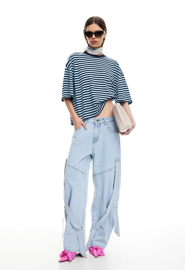 Lioness BLOOM SHORT SLEEVE NAVY SEA STRIPE